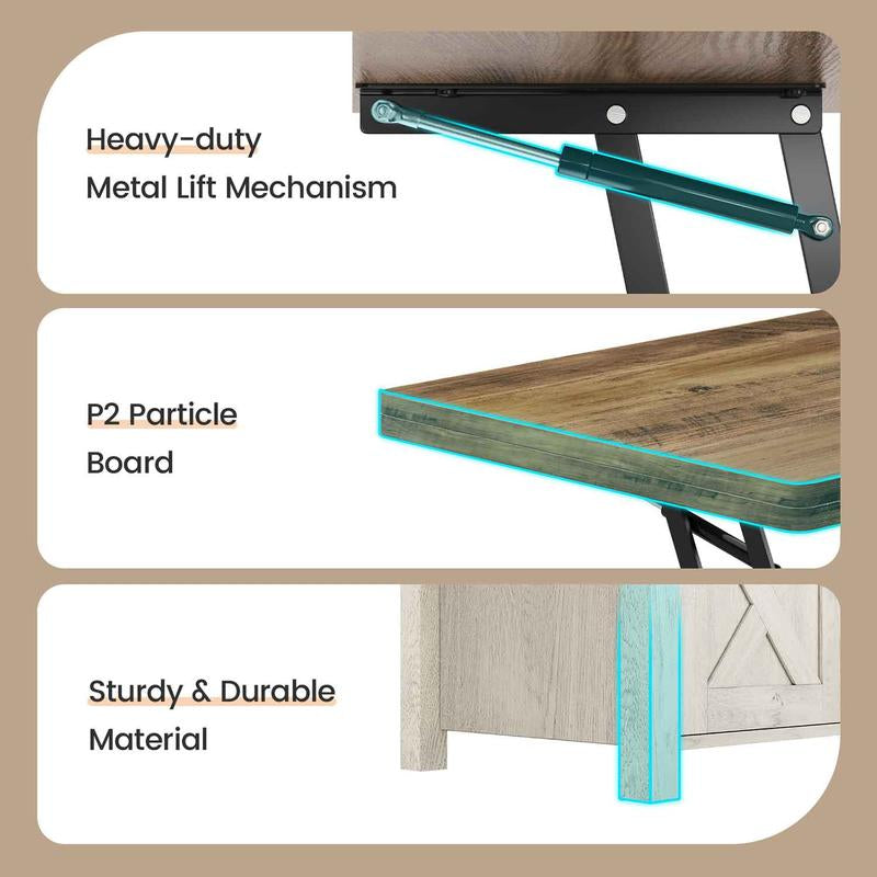 Discover the SEDETA Lift Top Coffee Table! This 4-in-1 multifunctional table transforms from a stylish coffee table to a dining table, featuring ample storage and a hidden compartment. Perfect for maximizing space in your living room!