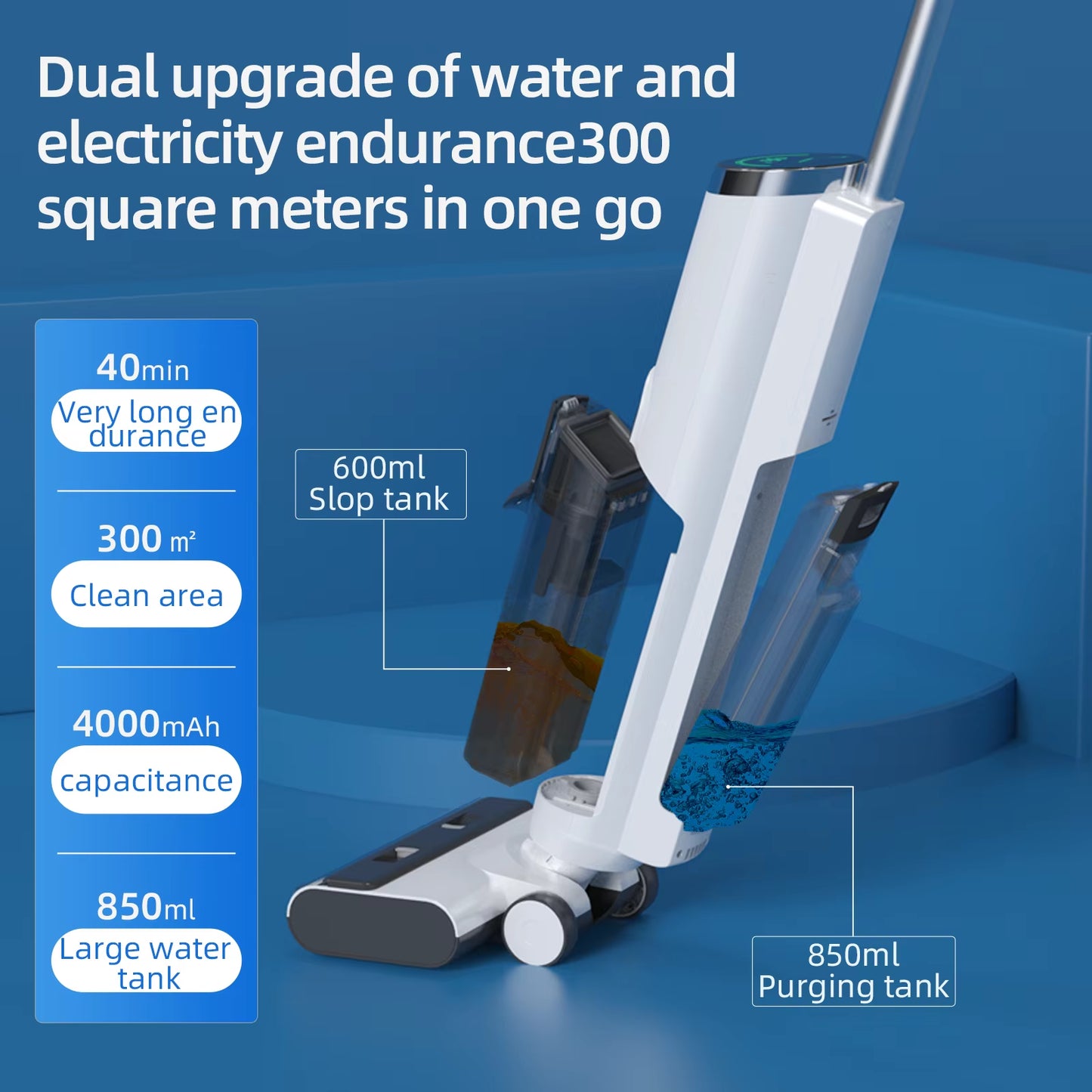 850Ml Water Tank Vacuum Cleaners Floor Care Washing Vacuum Cleaner 4 in 1 Portable Wet and Dry Cordless Vacuum Cleaner