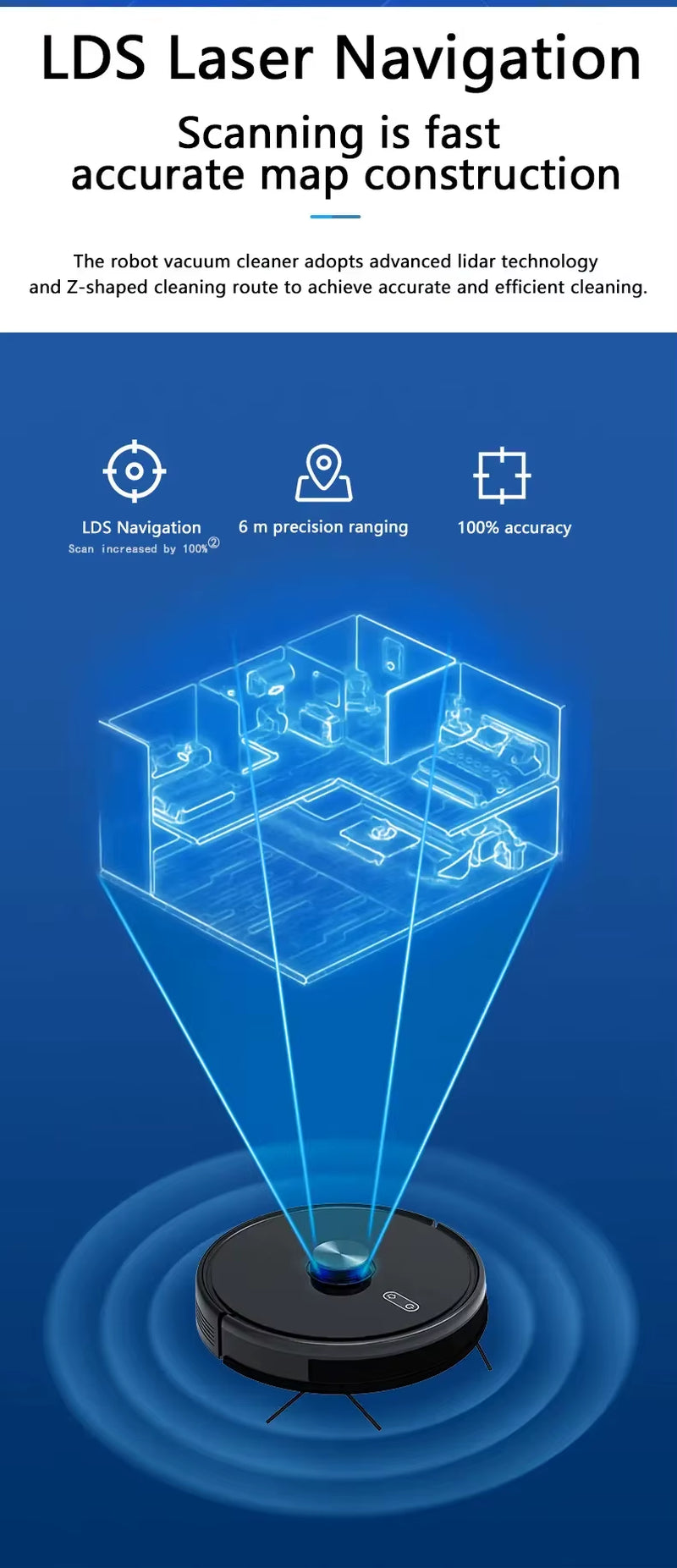 Light Robot Vacuum Cleaner, Pet Hair Carpet Mop, Self Emptying Vacuum&Mop Robot with Advanced Laser Mapping