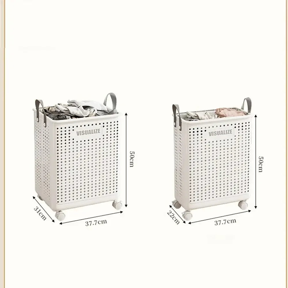 Laundry Basket with Wheels Large Folding Dirty Clothes Basket Multifunction Organizer for Dirty Clothes Laundry Room