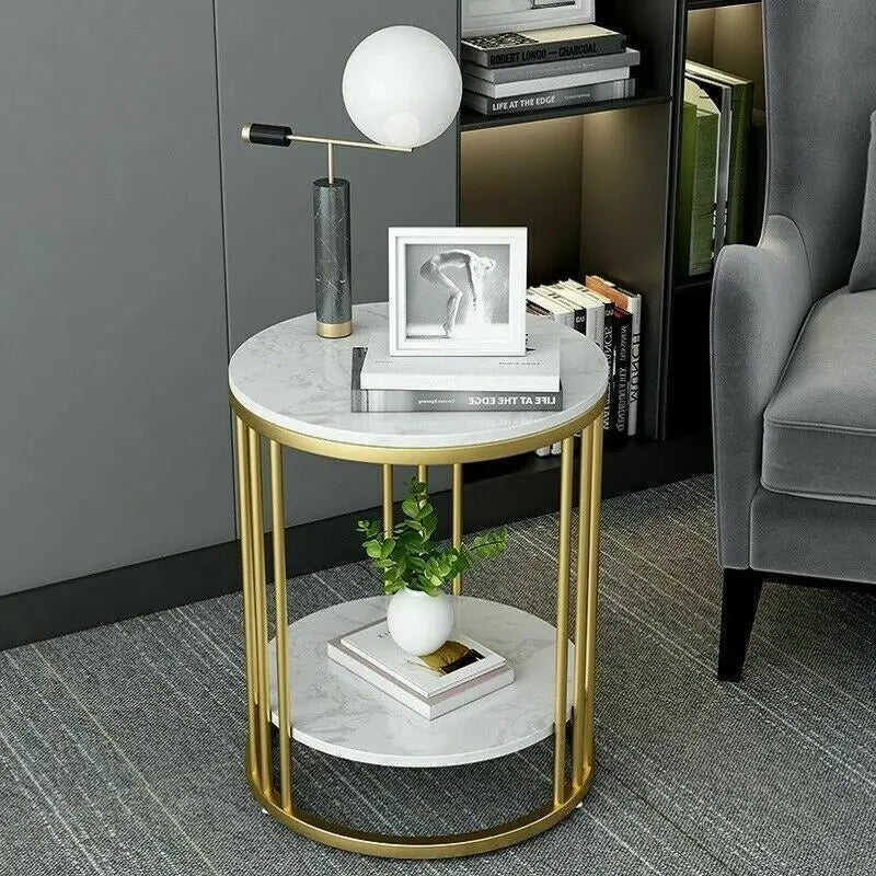 Elevate your decor with our 2-Tier White Marble Side Table! This stylish round coffee table features elegant jewelry storage, perfect for any living space or nightstand. Combine beauty and functionality effortlessly!