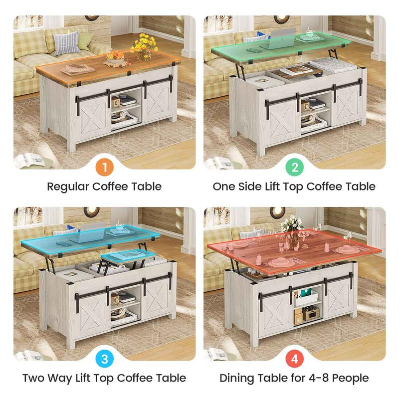 Discover the SEDETA Lift Top Coffee Table! This 4-in-1 multifunctional table transforms from a stylish coffee table to a dining table, featuring ample storage and a hidden compartment. Perfect for maximizing space in your living room!