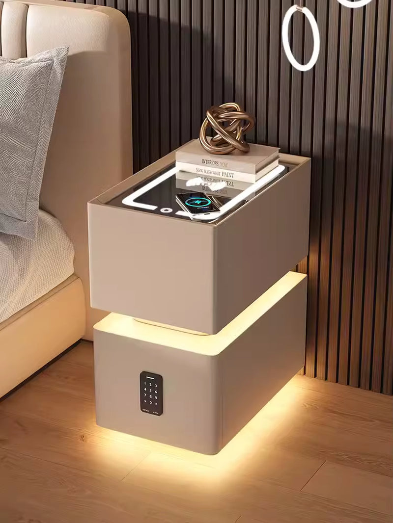 Elevate your bedroom with our Creative Intelligent Bedside Table! Featuring wireless charging, modern storage, and a sensor light, this stylish nightstand is a perfect blend of innovation and elegance.