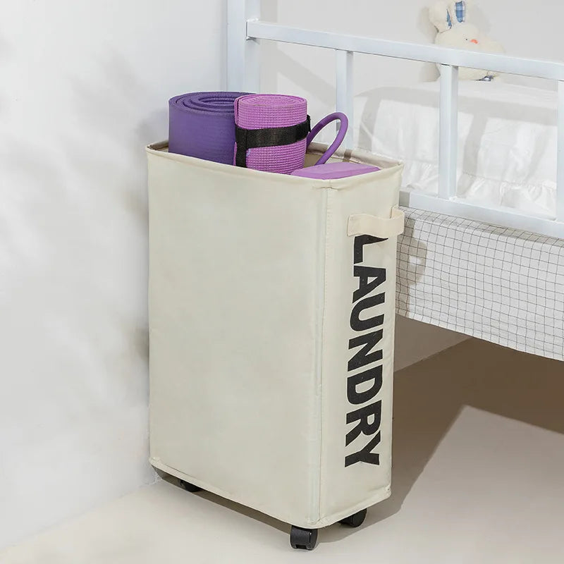 1Pc 22" Rolling Slim Laundry Basketwithstandfoldable Waterproof Sorter Andorganizeron Wheels Tall Thin Dirtylaundryhamper Basket