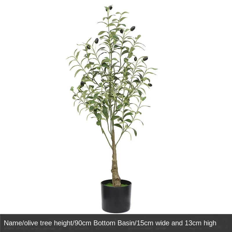 Trendy large artificial olive tree, perfect for home and garden decor. This faux green potted plant complements Nordic-style interiors, adding a touch of elegance and freshness to any space!