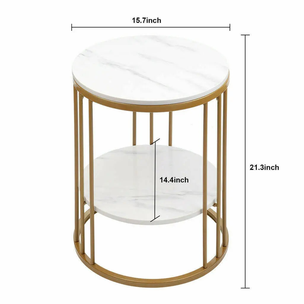 Elevate your decor with our 2-Tier White Marble Side Table! This stylish round coffee table features elegant jewelry storage, perfect for any living space or nightstand. Combine beauty and functionality effortlessly!