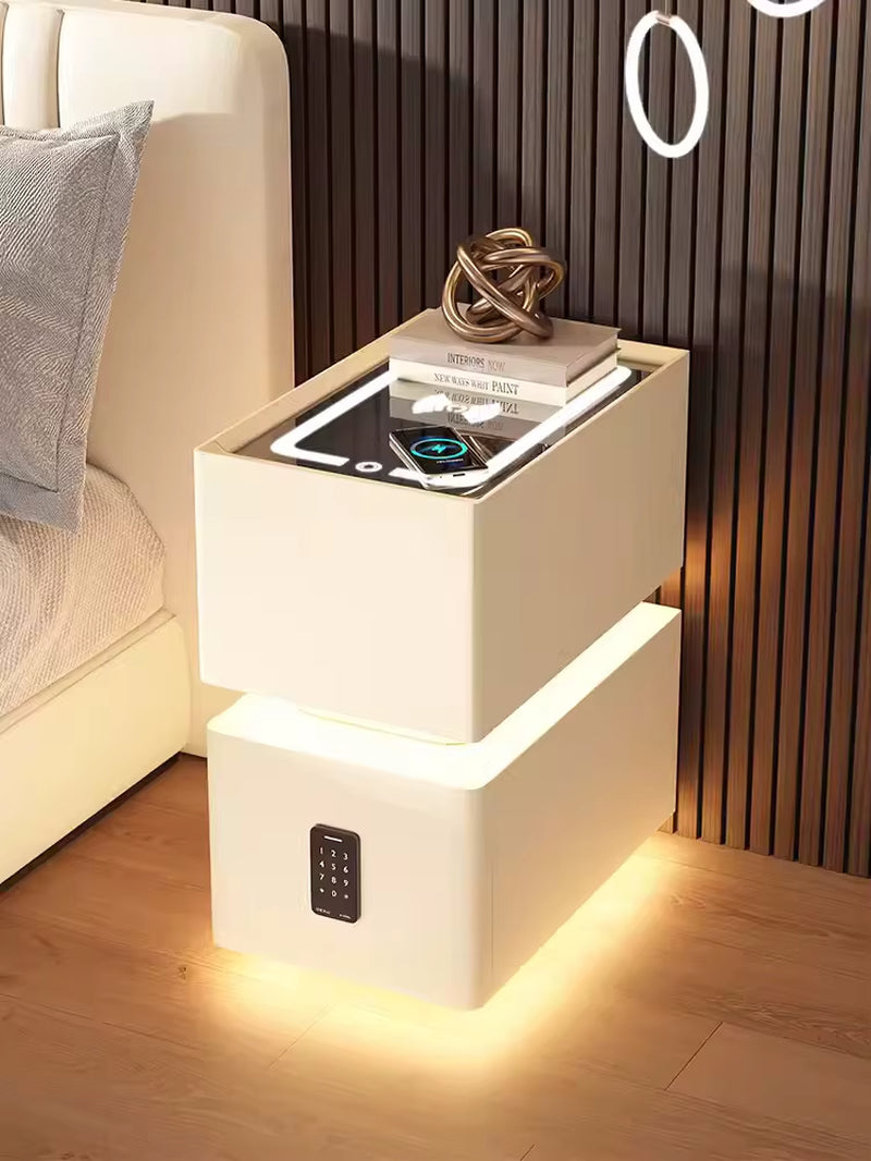 Elevate your bedroom with our Creative Intelligent Bedside Table! Featuring wireless charging, modern storage, and a sensor light, this stylish nightstand is a perfect blend of innovation and elegance.