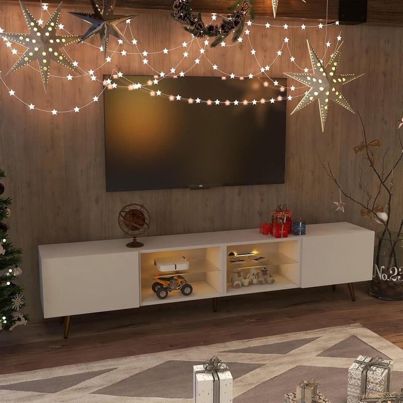 Upgrade your entertainment space with the Canmov 86 Inch LED TV Stand! This modern console supports TVs up to 85 inches and features stylish storage cabinets, making it perfect for organizing your living room essentials. Transform your home today!
