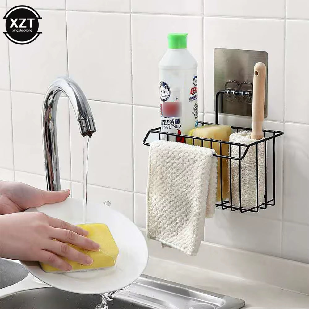 1Pcs Hanging Storage Holder Kitchen Rag Dish Cloth Sponge Shelf Storage Basket Bathroom Towel Drain Rack Kitchen Organizer