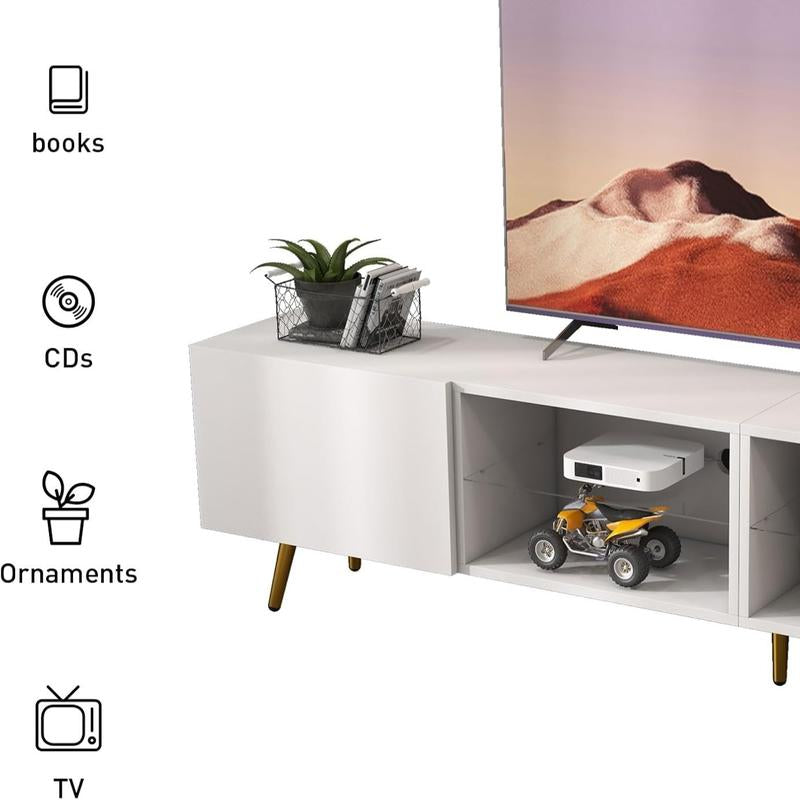Upgrade your entertainment space with the Canmov 86 Inch LED TV Stand! This modern console supports TVs up to 85 inches and features stylish storage cabinets, making it perfect for organizing your living room essentials. Transform your home today!