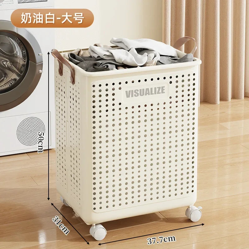 Laundry Basket with Wheels Large Folding Dirty Clothes Basket Multifunction Organizer for Dirty Clothes Laundry Room