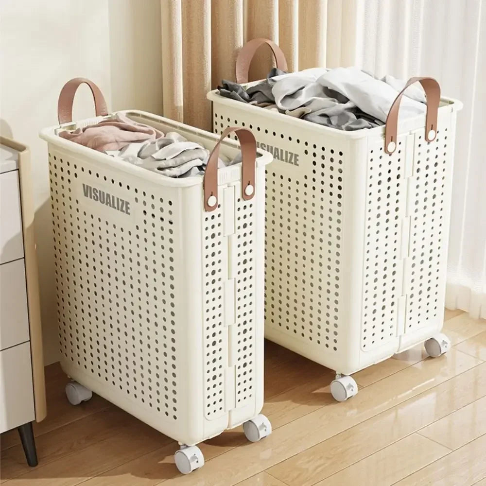 Laundry Basket with Wheels Large Folding Dirty Clothes Basket Multifunction Organizer for Dirty Clothes Laundry Room
