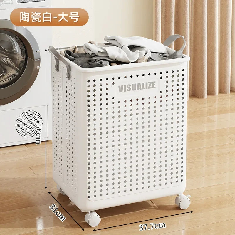 Laundry Basket with Wheels Large Folding Dirty Clothes Basket Multifunction Organizer for Dirty Clothes Laundry Room