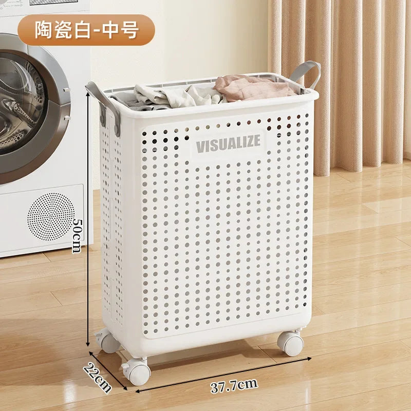 Laundry Basket with Wheels Large Folding Dirty Clothes Basket Multifunction Organizer for Dirty Clothes Laundry Room