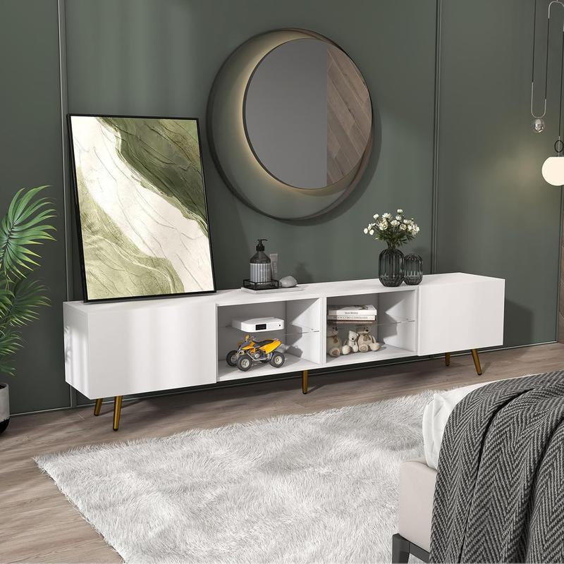 Upgrade your entertainment space with the Canmov 86 Inch LED TV Stand! This modern console supports TVs up to 85 inches and features stylish storage cabinets, making it perfect for organizing your living room essentials. Transform your home today!