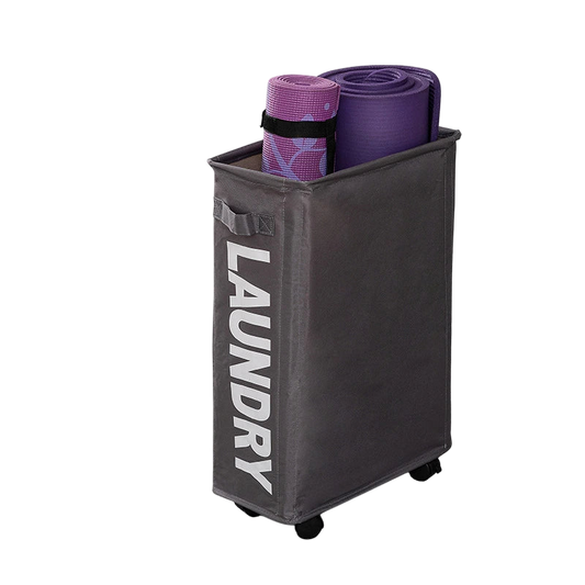 Simplify your laundry routine with our slim 22" rolling laundry basket! Tall, foldable, and waterproof, it features a sturdy stand and smooth wheels for easy transport. Ideal for small spaces and stylish homes—make organizing a breeze!