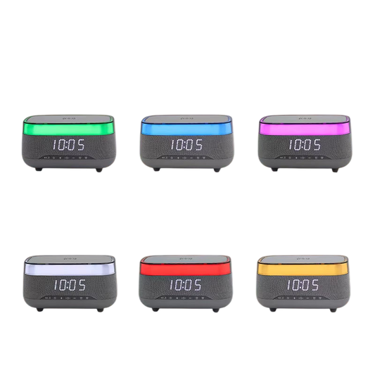 Introducing the 2024 Multifunction Charger! This 15W fast wireless charger features an RGB LED night light, Bluetooth music speaker, and alarm clock. Enhance your bedside with vibrant colors and convenience, all in one stylish device!