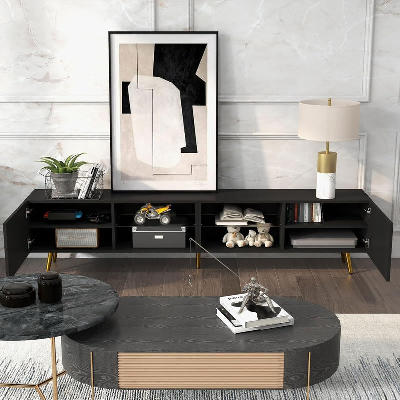 Upgrade your entertainment space with the Canmov 86 Inch LED TV Stand! This modern console supports TVs up to 85 inches and features stylish storage cabinets, making it perfect for organizing your living room essentials. Transform your home today!