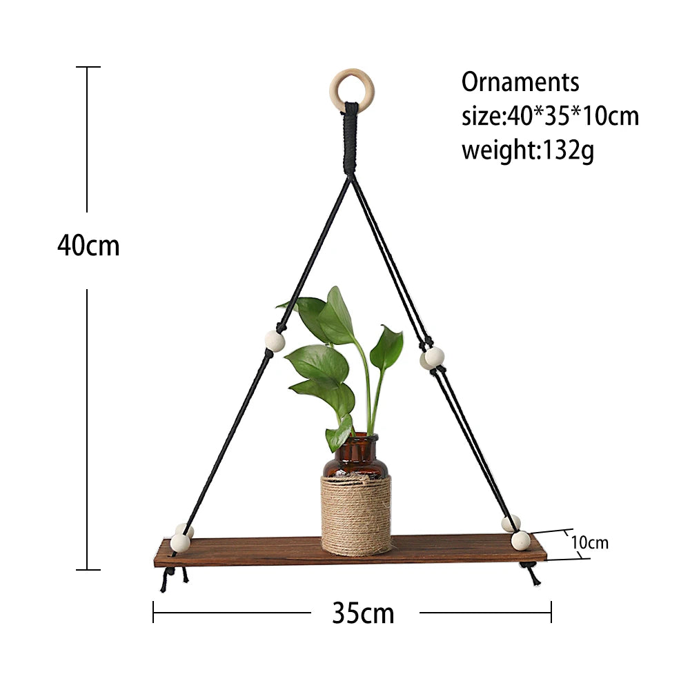 Enhance your home with our 2Pcs Wooden Wall Shelf Set! Featuring a charming macrame design and wood beads, these floating shelves add a stunning Nordic touch. Perfect for displaying plants, photos, and decor in a stylish boho aesthetic!