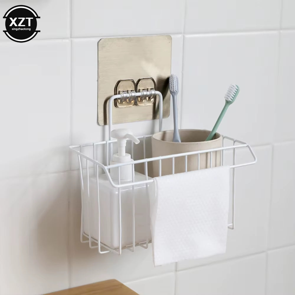 1Pcs Hanging Storage Holder Kitchen Rag Dish Cloth Sponge Shelf Storage Basket Bathroom Towel Drain Rack Kitchen Organizer
