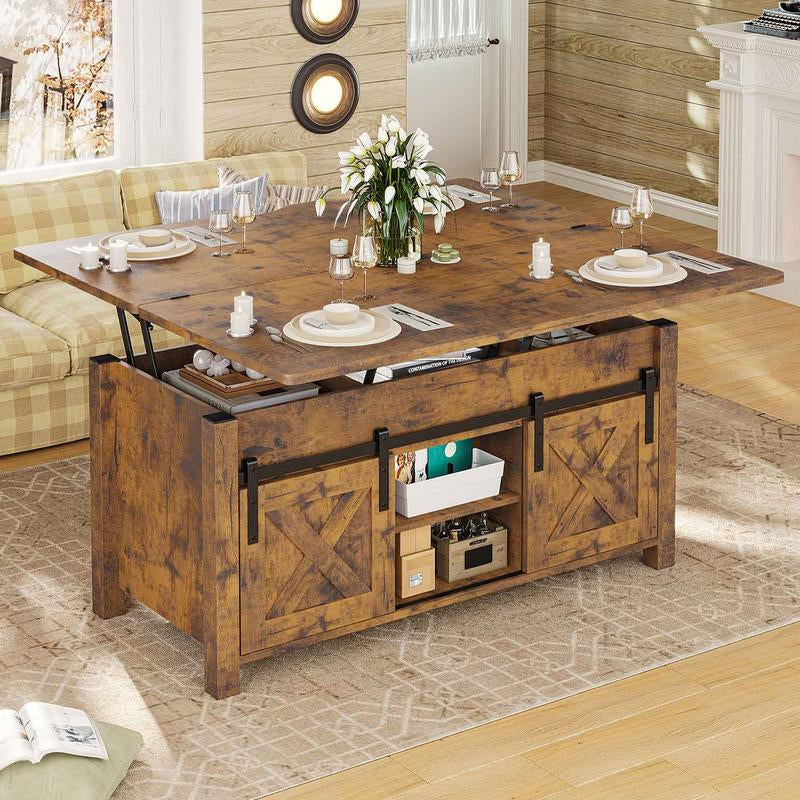 Discover the SEDETA Lift Top Coffee Table! This 4-in-1 multifunctional table transforms from a stylish coffee table to a dining table, featuring ample storage and a hidden compartment. Perfect for maximizing space in your living room!