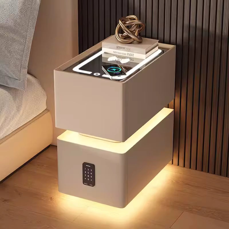 Elevate your bedroom with our Creative Intelligent Bedside Table! Featuring wireless charging, modern storage, and a sensor light, this stylish nightstand is a perfect blend of innovation and elegance.