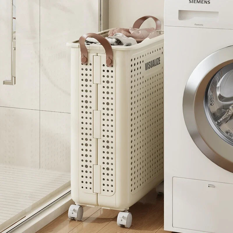 Laundry Basket with Wheels Large Folding Dirty Clothes Basket Multifunction Organizer for Dirty Clothes Laundry Room