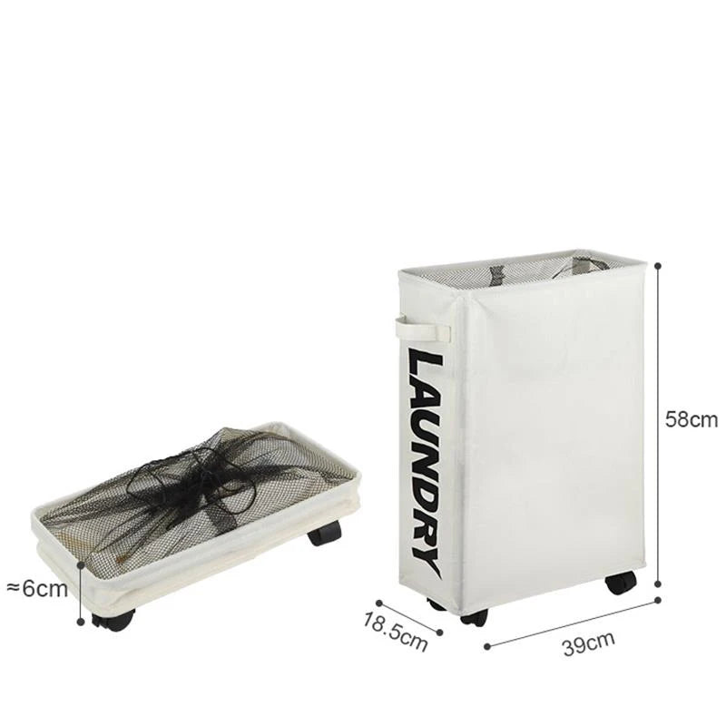 1Pc 22" Rolling Slim Laundry Basketwithstandfoldable Waterproof Sorter Andorganizeron Wheels Tall Thin Dirtylaundryhamper Basket
