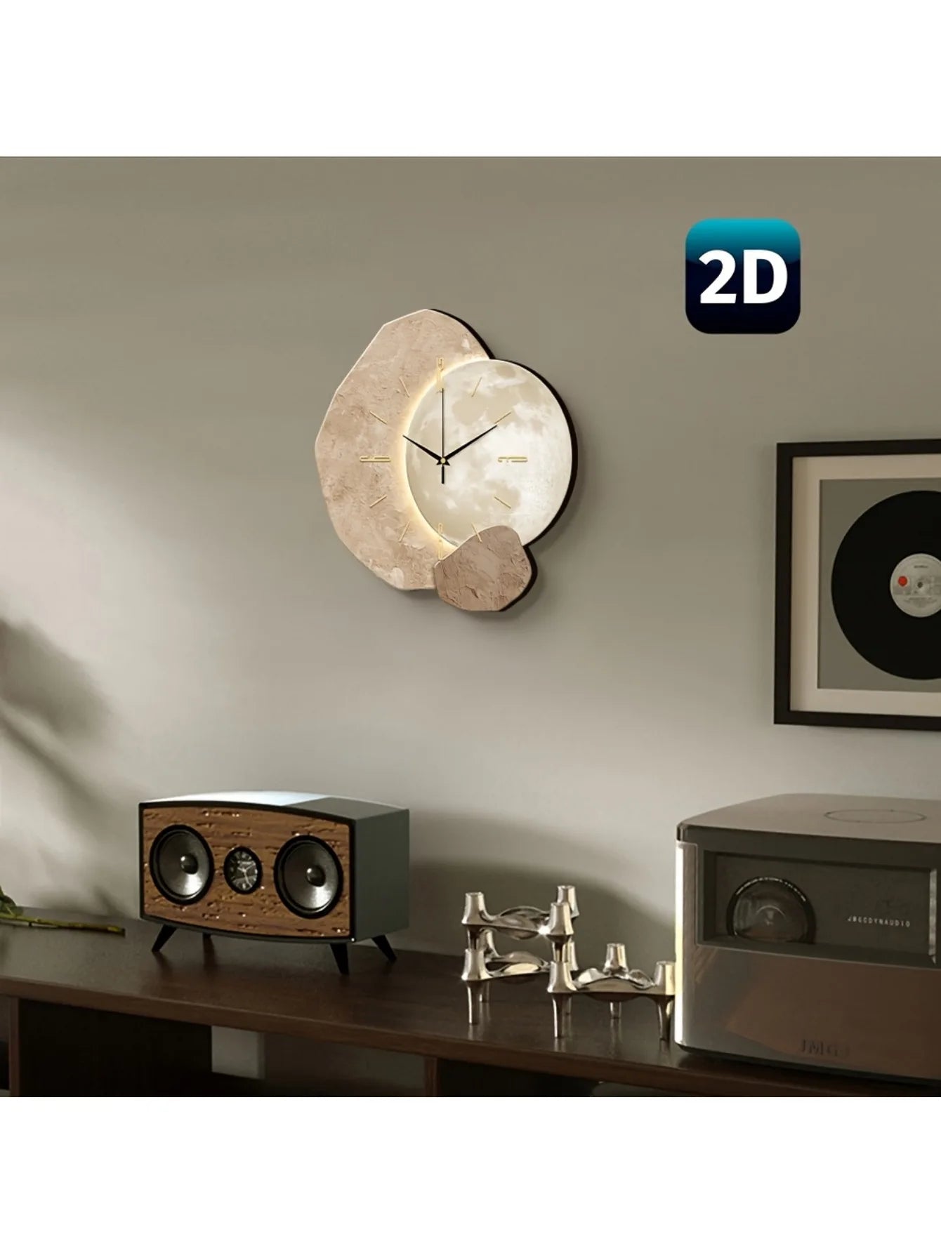 Discover the Modern Simple Silent Wall Clock with a stunning moon phase design. This quiet quartz clock features a wooden structure, ensuring non-drip sound. Perfect for any bedroom, living room, or office, it makes an ideal gift for Mother's Day, weddings, or birthdays!