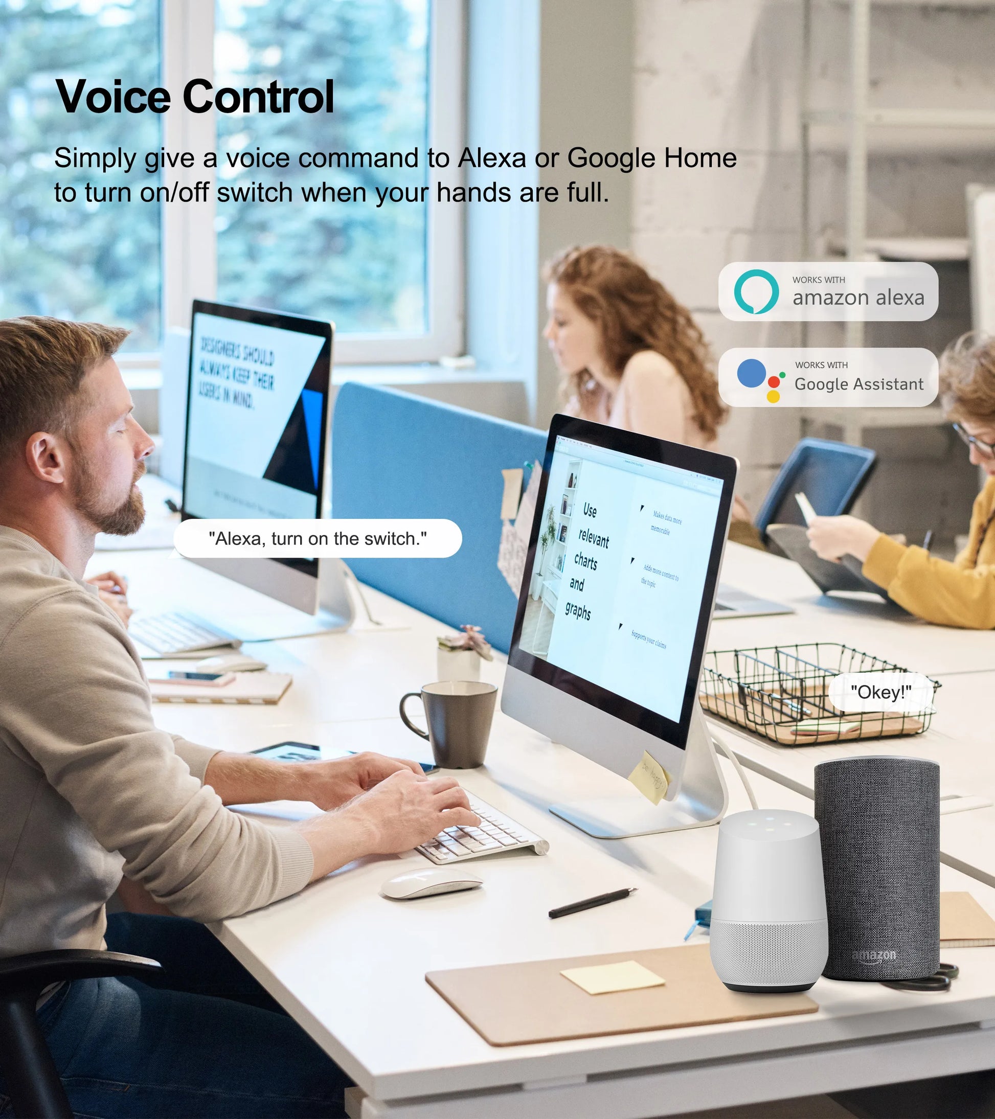 Smart Wifi Touch Switch No Neutral Wire Required Smart Home 1/2/3 Gang Light Switch 100-240V Works with Alexa Hey Google