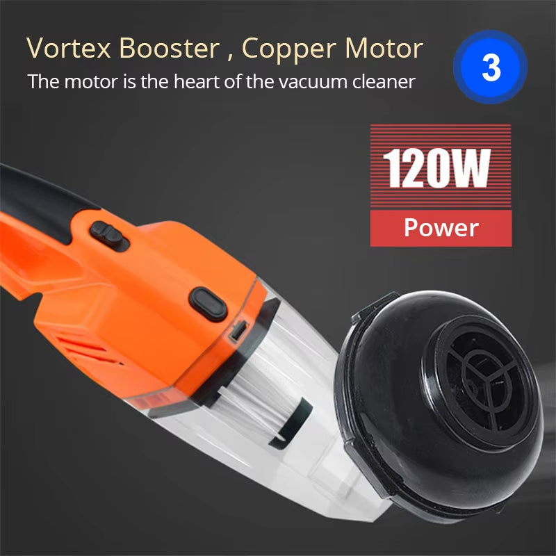 Car Vacuum Cleaner Portable Wet and Dry Dual-Use Vacuum Cleaner Powerful Handheld Mini Vaccum Cleaners High Suction 12V 120W