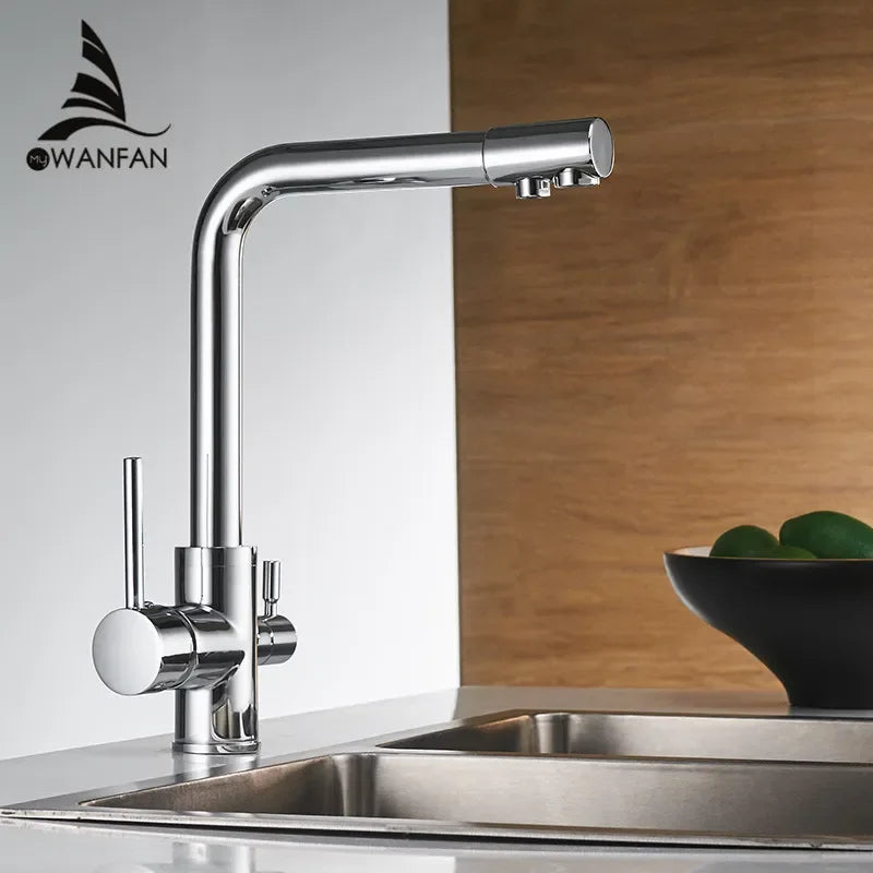 Filter Kitchen Faucets Deck Mounted Mixer Tap 360 Rotation with Water Purification Features Mixer Tap Crane for Kitchen WF-0175