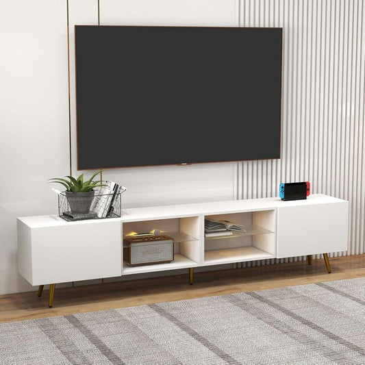 Upgrade your entertainment space with the Canmov 86 Inch LED TV Stand! This modern console supports TVs up to 85 inches and features stylish storage cabinets, making it perfect for organizing your living room essentials. Transform your home today!