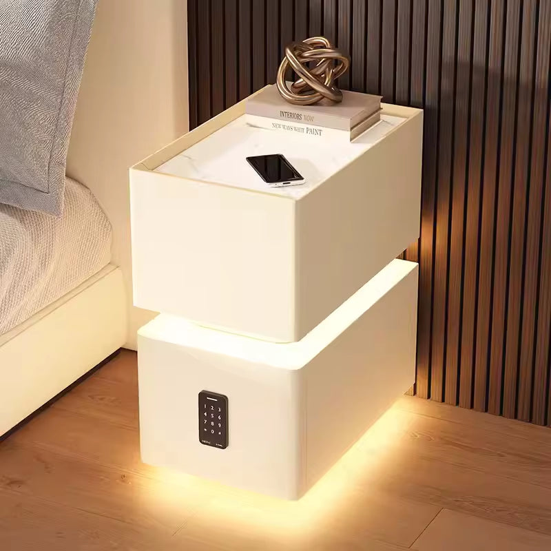 Elevate your bedroom with our Creative Intelligent Bedside Table! Featuring wireless charging, modern storage, and a sensor light, this stylish nightstand is a perfect blend of innovation and elegance.