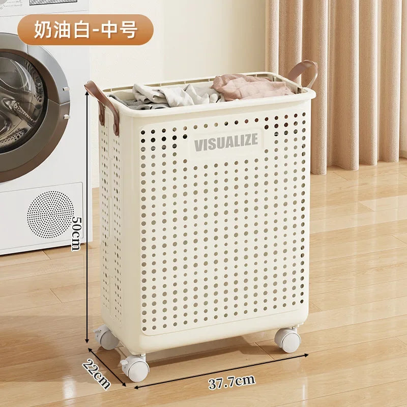 Laundry Basket with Wheels Large Folding Dirty Clothes Basket Multifunction Organizer for Dirty Clothes Laundry Room