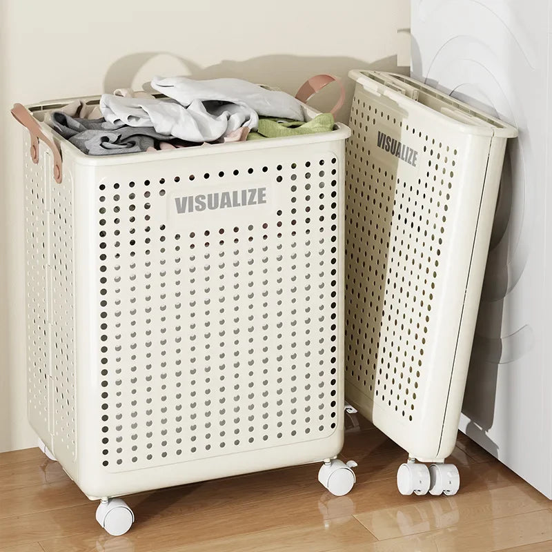 Laundry Basket with Wheels Large Folding Dirty Clothes Basket Multifunction Organizer for Dirty Clothes Laundry Room