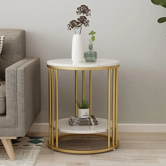 Elevate your decor with our 2-Tier White Marble Side Table! This stylish round coffee table features elegant jewelry storage, perfect for any living space or nightstand. Combine beauty and functionality effortlessly!