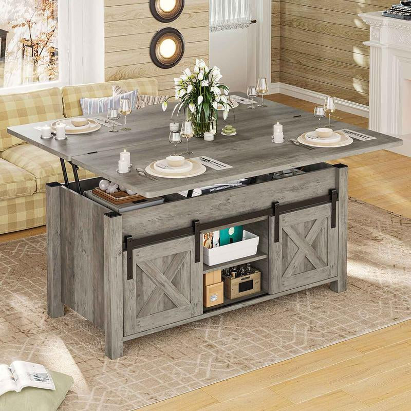 Discover the SEDETA Lift Top Coffee Table! This 4-in-1 multifunctional table transforms from a stylish coffee table to a dining table, featuring ample storage and a hidden compartment. Perfect for maximizing space in your living room!