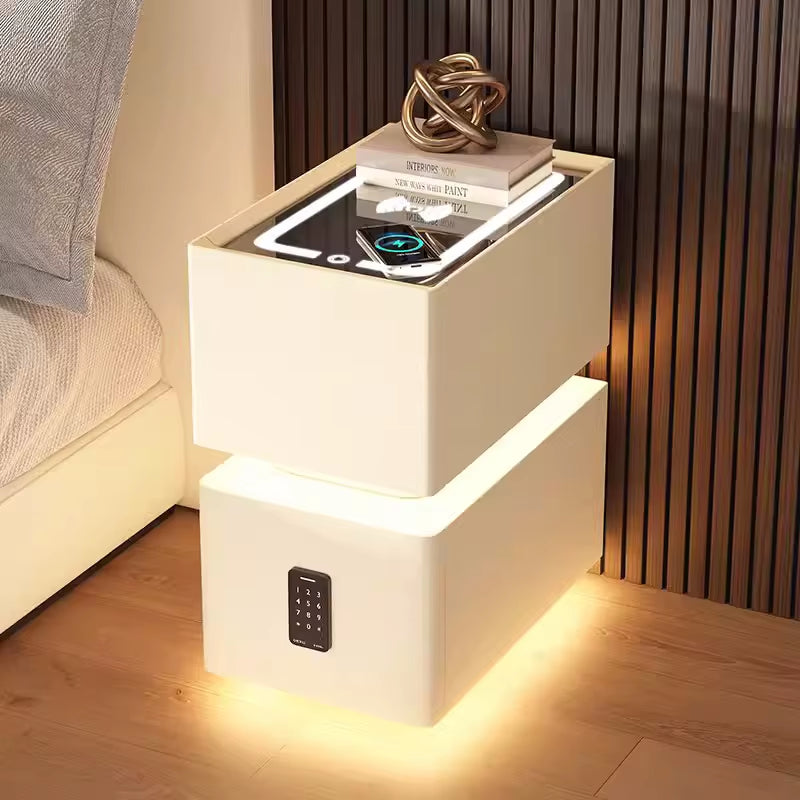 Elevate your bedroom with our Creative Intelligent Bedside Table! Featuring wireless charging, modern storage, and a sensor light, this stylish nightstand is a perfect blend of innovation and elegance.