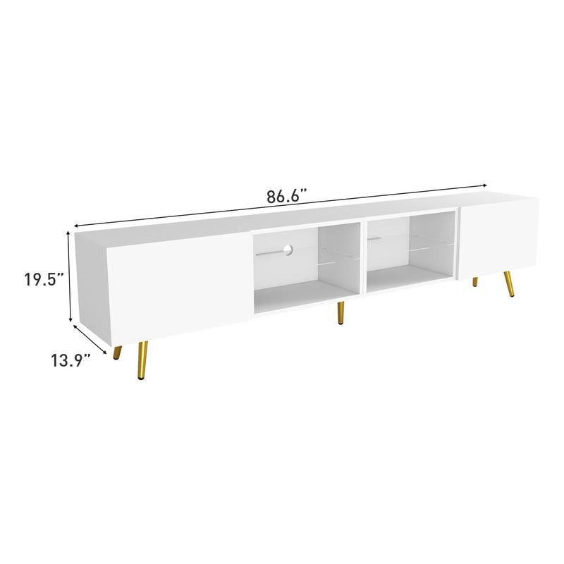 Upgrade your entertainment space with the Canmov 86 Inch LED TV Stand! This modern console supports TVs up to 85 inches and features stylish storage cabinets, making it perfect for organizing your living room essentials. Transform your home today!
