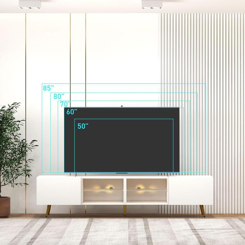 Upgrade your entertainment space with the Canmov 86 Inch LED TV Stand! This modern console supports TVs up to 85 inches and features stylish storage cabinets, making it perfect for organizing your living room essentials. Transform your home today!