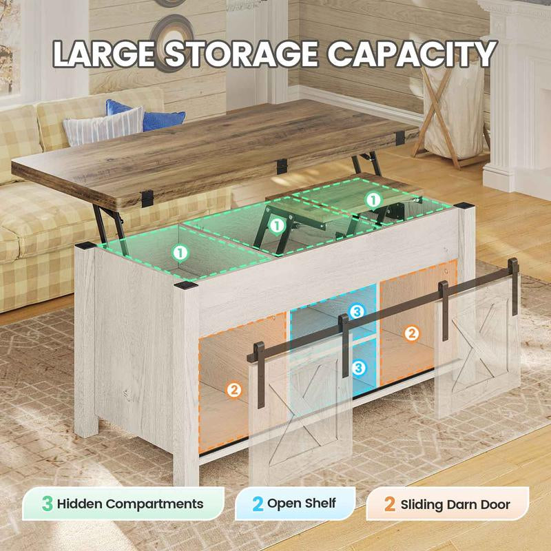 Discover the SEDETA Lift Top Coffee Table! This 4-in-1 multifunctional table transforms from a stylish coffee table to a dining table, featuring ample storage and a hidden compartment. Perfect for maximizing space in your living room!
