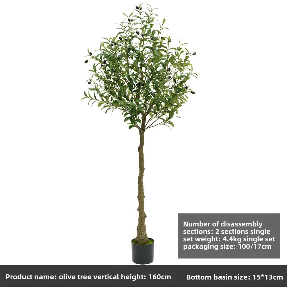 Trendy large artificial olive tree, perfect for home and garden decor. This faux green potted plant complements Nordic-style interiors, adding a touch of elegance and freshness to any space!
