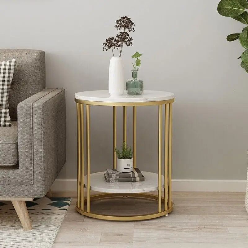 Elevate your decor with our 2-Tier White Marble Side Table! This stylish round coffee table features elegant jewelry storage, perfect for any living space or nightstand. Combine beauty and functionality effortlessly!