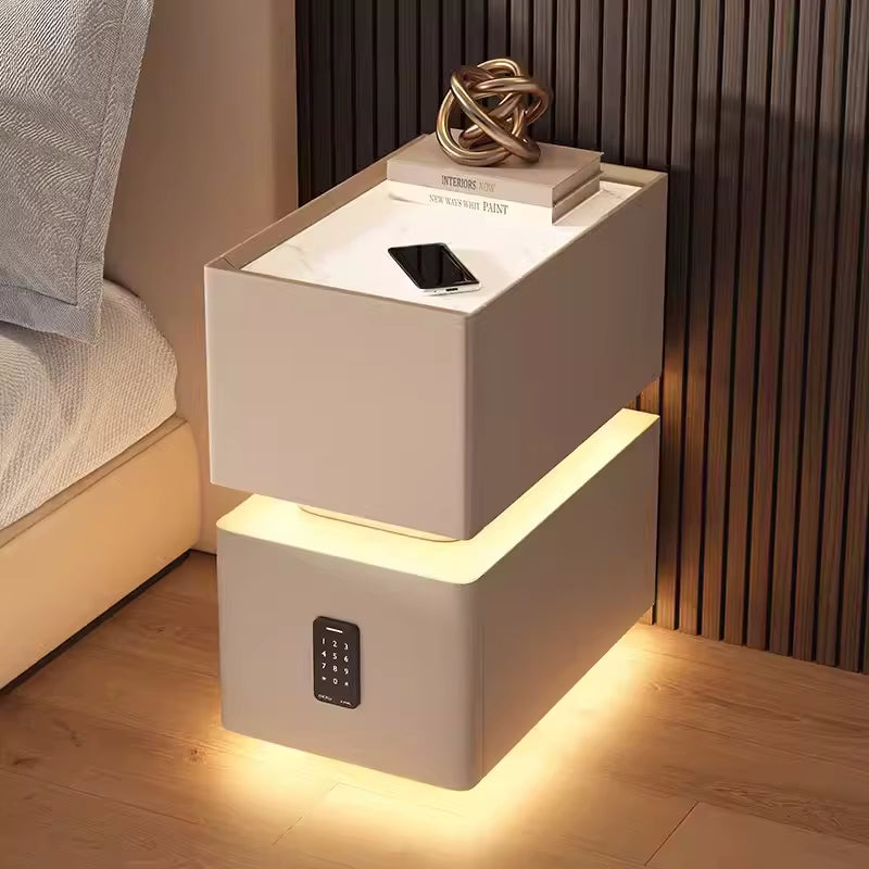 Elevate your bedroom with our Creative Intelligent Bedside Table! Featuring wireless charging, modern storage, and a sensor light, this stylish nightstand is a perfect blend of innovation and elegance.