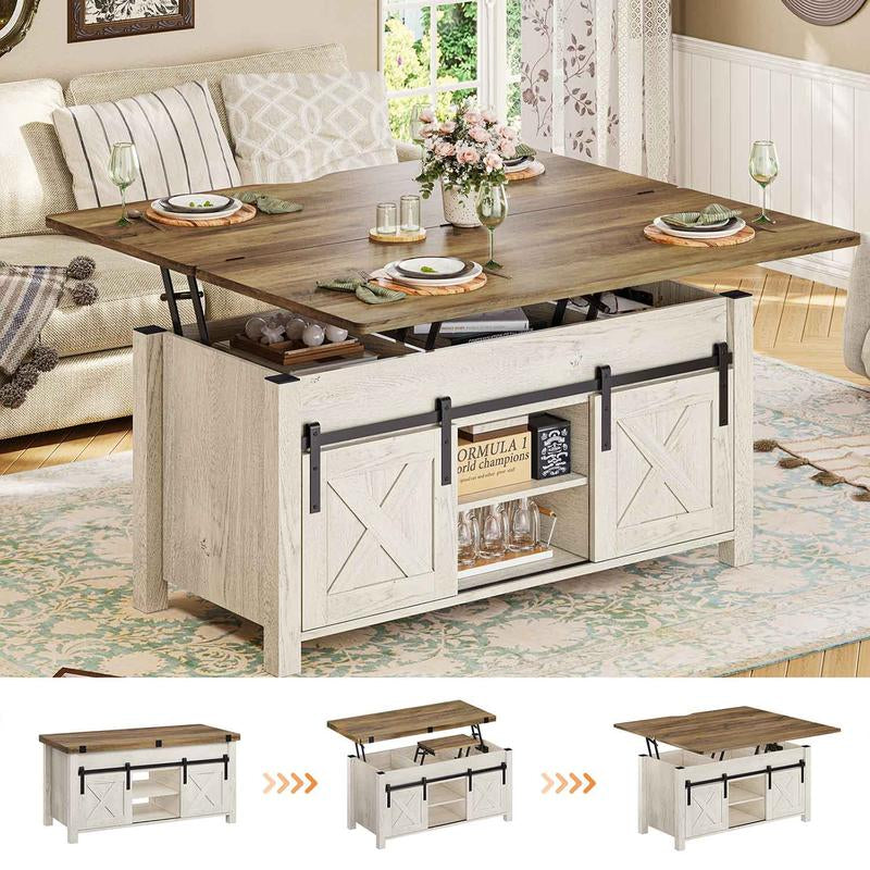 Discover the SEDETA Lift Top Coffee Table! This 4-in-1 multifunctional table transforms from a stylish coffee table to a dining table, featuring ample storage and a hidden compartment. Perfect for maximizing space in your living room!