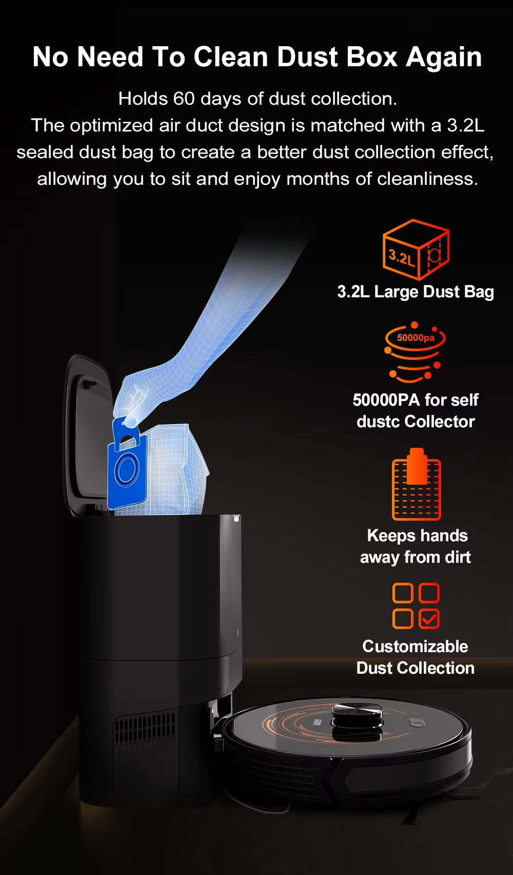 Industrial Vacuum Cleaner Robotic Vacuum and Mop with Self-Empty Base