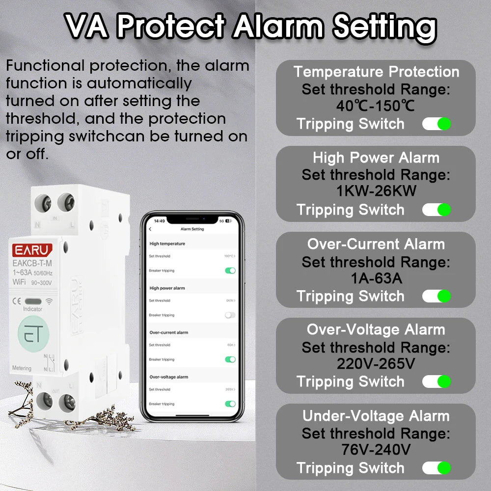 Upgrade your home with the Tuya WiFi Smart Circuit Breaker! Control energy use remotely, monitor voltage and current, and set timers for ultimate convenience and safety!