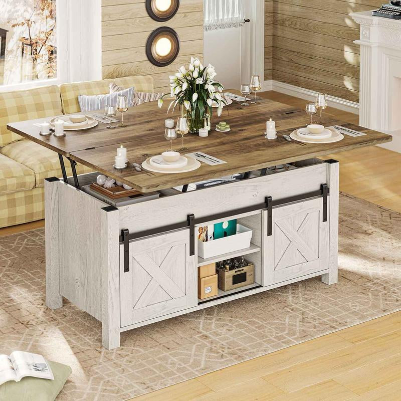 Discover the SEDETA Lift Top Coffee Table! This 4-in-1 multifunctional table transforms from a stylish coffee table to a dining table, featuring ample storage and a hidden compartment. Perfect for maximizing space in your living room!