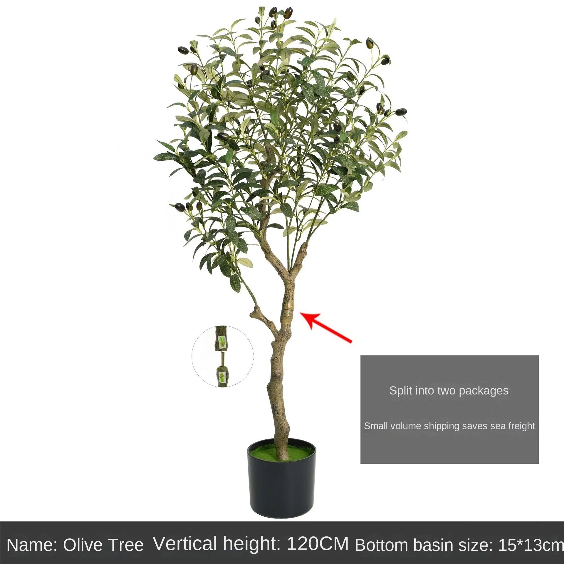 Trendy large artificial olive tree, perfect for home and garden decor. This faux green potted plant complements Nordic-style interiors, adding a touch of elegance and freshness to any space!